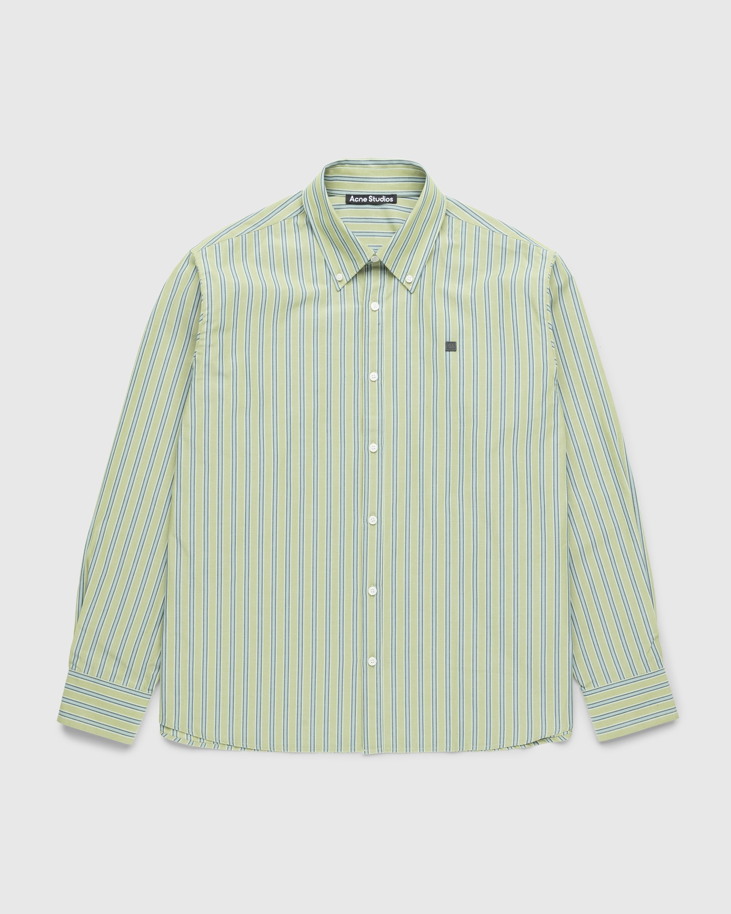 Acne Studios – Stripe Button-Up Shirt Bright Green/Dark Green